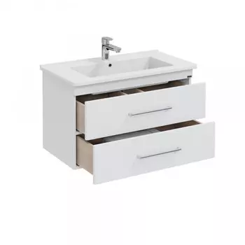 Тумба СаНта «Вегас 85» подвесная, белая с раковиной «Оскар 85»