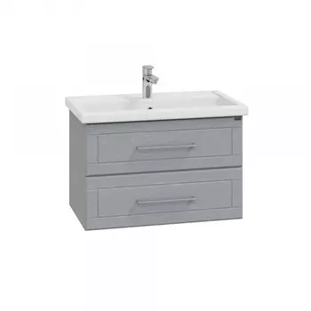 Тумба СанТа «Венера 80» подвесная с раковиной «Фостер 80», дуб серый