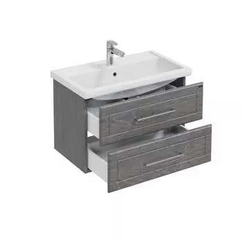 Тумба СанТа «Венера 80» подвесная с раковиной «Фостер 80», дуб шале графит