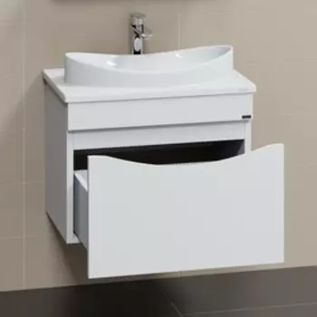 Тумба "Сатурн 70" 1 ящик, подвесная с раковиной "Вега 70" литой мрамор