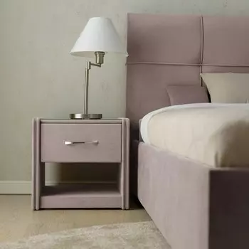 Широкая тумба «Алеро», 500470475 мм, 1 ящик, стекло, премиум велюр, цвет пыльная сирень