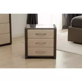 Широкая тумба «Алеро», 502430510 мм, 3 ящика, экокожа, горький шоколад / ванильное суфле