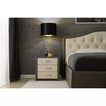 Широкая тумба «Алеро», 502430510 мм, 3 ящика, экокожа, горький шоколад / ванильное суфле