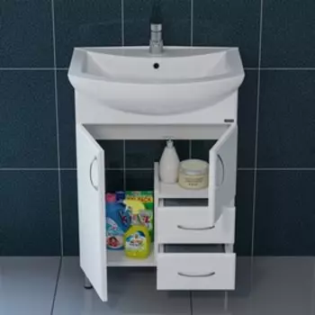 Тумба "Сити-60" 2 ящика, с раковиной "Уют 60"