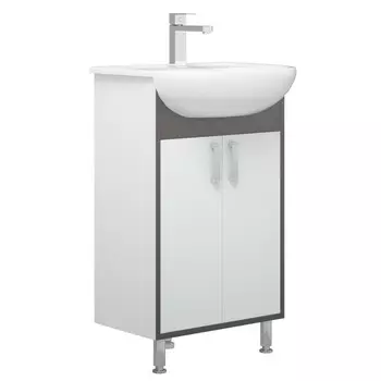 Тумба "Спектр 50" серая с раковиной "УЮТ 50" Rosa