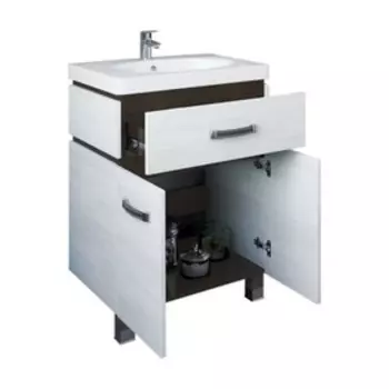 Тумба «Техас 60», цвет венге/северное дерево, светлое, с раковиной «Калипсо 60»