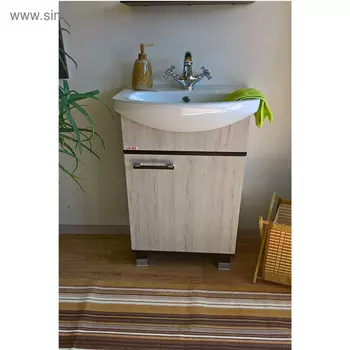 Тумба «Толедо 50», цвет венге/северное дерево светлое, правая, с раковиной «Элеганс 50»