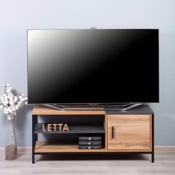 Тумба ТВ Frame, 1100377456 мм, 1 дверь, цвет дуб вотан / чёрный металл