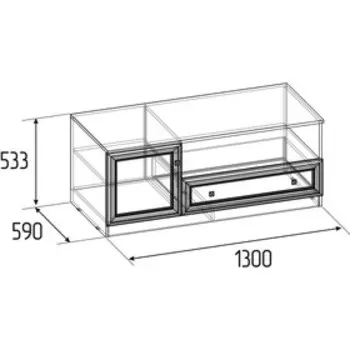 Тумба ТВ Paola 3, 1300 × 590 × 533 мм, цвет ясень анкор светлый