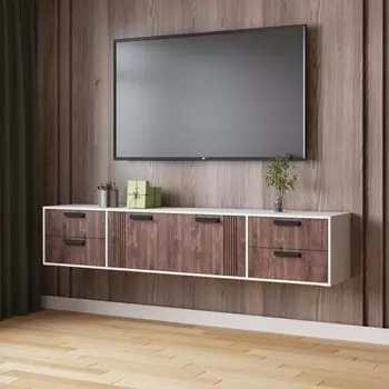 Тумба ТВ Парус-12, 2202х400х425, Белый/Палермо Бруно