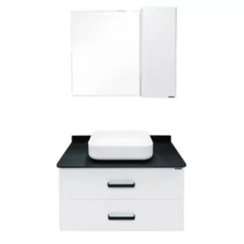 Тумба-умывальник COMFORTY «Амстердам-95» белая с черной матовой столешницей, раков. T-Y9378 772978