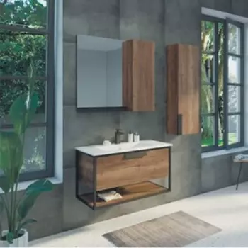 Тумба-умывальник COMFORTY «Бонн-90» цвет дуб темный, с раковиной Quadro 90