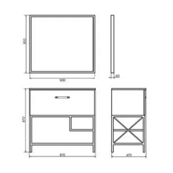 Тумба-умывальник COMFORTY «Бредфорд-90», дуб темный с раковиной COMFORTY 90E, черная матовая 51475