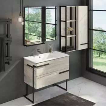 Тумба-умывальник COMFORTY «Дюссельдорф-90» цвет дуб дымчатый, с раковиной COMFORTY 9090EL