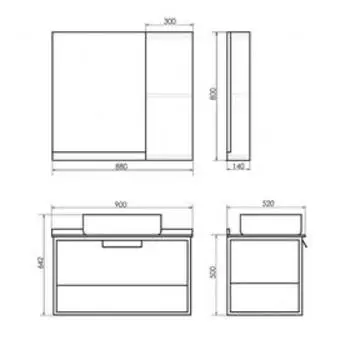 Тумба-умывальник COMFORTY «Кёльн-90-1», дуб темный с чёрной столешницей, с раковиной T-Y9378 51475