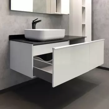 Тумба-умывальник COMFORTY «Милан-120» белая с антрацитовой столешницей, с раковиной T-Y9378 772981