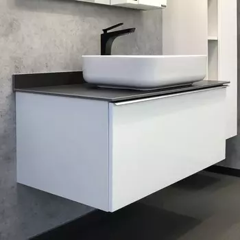 Тумба-умывальник COMFORTY «Милан-90» белый глянец с серой NEW столеш с раковиной T-Y9378