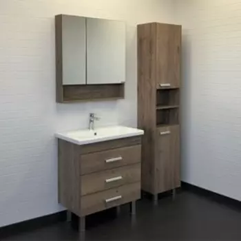 Тумба-умывальник COMFORTY «Никосия-70Н» дуб темный с раковиной COMO 70