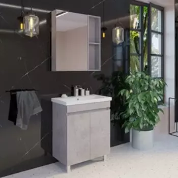 Тумба-умывальник COMFORTY «Осло-70НД» цвет бетон светлый, с раковиной COMO 70