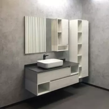 Тумба-умывальник COMFORTY «Прага-120» цвет дуб белый с антрацитовой столешн. с рак. T-Y9378 772982