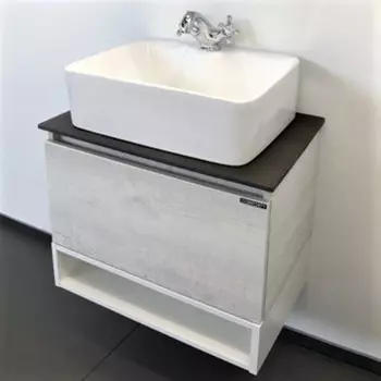 Тумба-умывальник COMFORTY «Прага-60» цвет дуб белый с антрацитовой столеш. с рак. PZ-6068