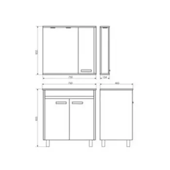 Тумба-умывальник COMFORTY «Тулуза-75» сосна лоредо с раковиной «Quadro 75»