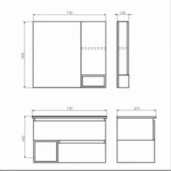 Тумба-умывальник COMFORTY «Турин-75» дуб белый с раковиной COMFORTY 75E