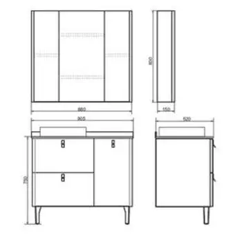 Тумба-умывальник «Сорренто-90Н», светло-серый со столешницей, c раковиной 9110
