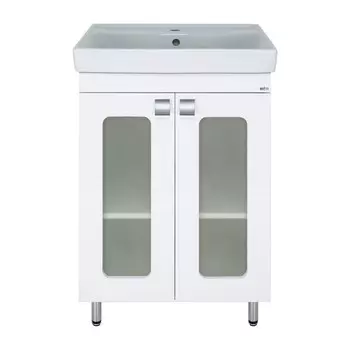 Тумба Урал - 60 напольная прямая со стекл. с раковиной Енисей 60