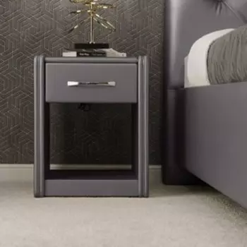 Тумба узкая «Алеро», 410 430 530 мм, 1 ящик, прозрачное стекло, экокожа, цвет трюфель