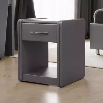 Тумба узкая «Алеро», 410 430 530 мм, 1 ящик, прозрачное стекло, экокожа, цвет трюфель