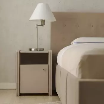 Узкая тумба «Алеро» с дверцей, 410435515 мм, премиум велюр, цвет пески касабланки