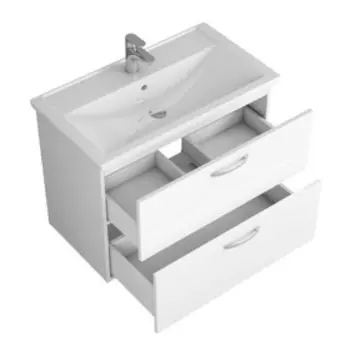 Тумба "Вольта" 80 с раковиной "Фостер" 80 см белая