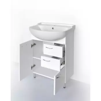 Тумба «Волна 60 – 2», с раковиной «Грация», 600434860 мм, цвет белый