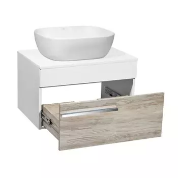 Тумба "Вудлайн 65" подвесная, дуб с раковиной "CUATRO" 49 х 39, 45 х 65 х 55 см