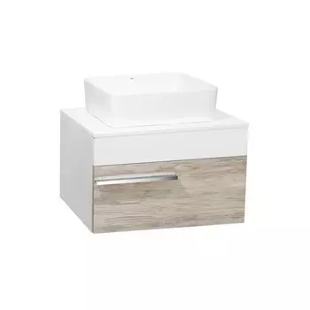 Тумба "Вудлайн 65" подвесная, крафтовый дуб с раковиной "TRE" 48 х 37, 45 х 65 х 53 см