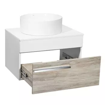 Тумба "Вудлайн 65" подвесная, крафтовый дуб с раковиной "PALLA D41" 45 х 65 х 54 см