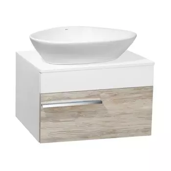 Тумба "Вудлайн 65" подвесная, скандинавский дуб с раковиной "TERZO 60" 45 х 65 х 53 см