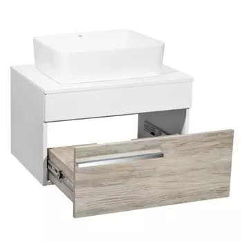 Тумба "Вудлайн 65" подвесная, скандинавский дуб с раковиной "TRE" 48 х 37, 45 х 65 х 53 см 1029769