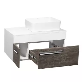 Тумба "Вудлайн 65" подвесная, железный камень с раковиной "TRE" 48 х 37, 45 х 65 х 53 см