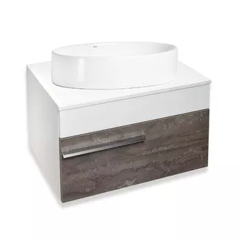 Тумба "Вудлайн 65" подвесная, железный камень с раковиной "OVALE 50" 45 х 65 х 49 см