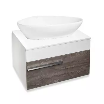 Тумба "Вудлайн 65" подвесная, железный камень с раковиной "TERZO 60" 45 х 65 х 53 см