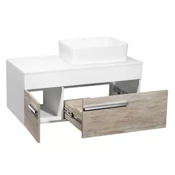 Тумба "Вудлайн 85" подвесная, крафтовый дуб с раковиной "TRE" 48 х 37, 45 х 85 х 53 см