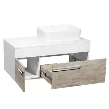 Тумба "Вудлайн 85" подвесная, скандинавский дуб с раковиной "TRE" 48 х 37, 45 х 85 х 53 см 1029769