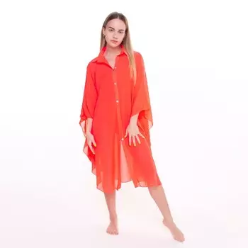 Туника пляжная женская, цвет красный, размер 50