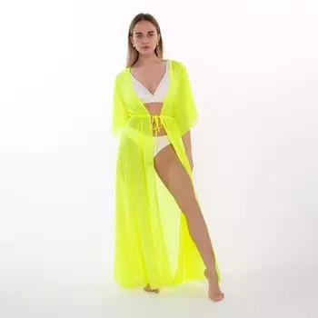 Туника пляжная женская, цвет салатовый, размер 56