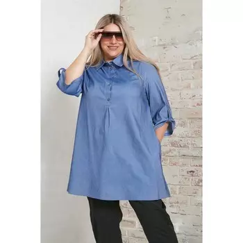 Туника женская, размер 60, цвет голубой