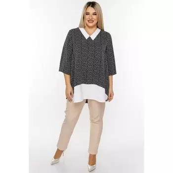 Туника женская, размер 72, цвет чёрно-белый