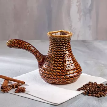 Турка для кофе "Таверна", коричневая, глазурь, 0.65 л