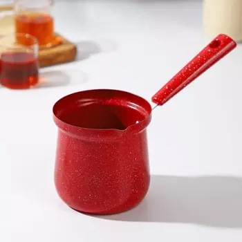 Турка Доляна «Мрамор рэд», 500 мл, d=9 см, 19.5914 см, пластиковая ручка, антипригарное покрытие, индукция, красная